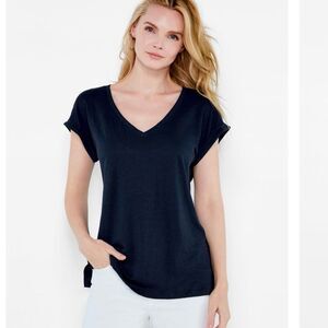 Women's Nic and Zoe NZT Navy V-Neck Tee